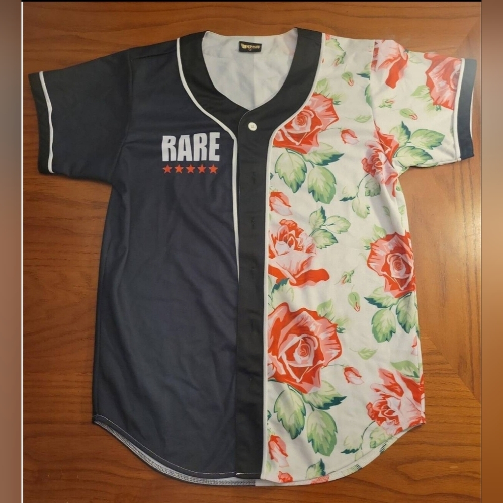 Pizoff Jersey Short Sleeve Arc Baseball/Basketball Team Floral Print Size Medium